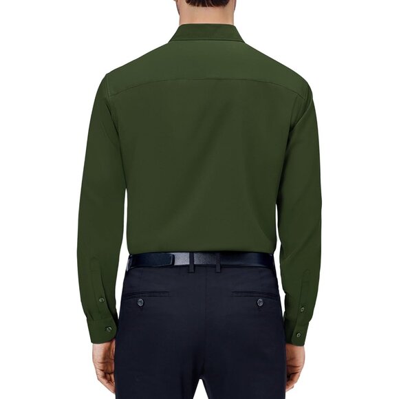 Mens 4-Way Stretch Long Sleeve Collared Casual Dating Button Down Dress Shirt - Picture 2 of 6